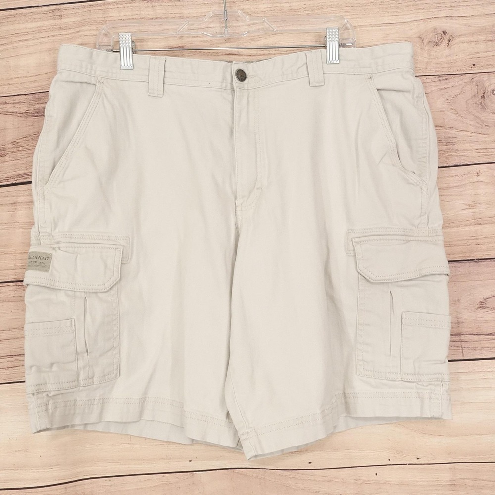 RedHead Shorts Mens 40 Beige Cargo Canvas Cotton Stretch Casual 10 Inseam